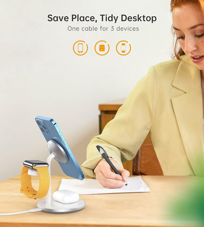 3-in-1 Magnetic Wireless Charging Station | Fast Charger for iPhone, Apple Watch & AirPods