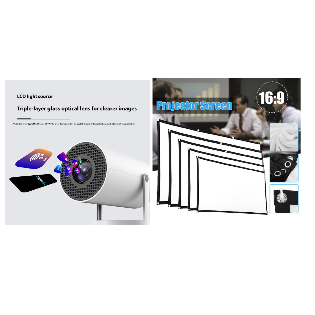 Portable Smart Home Projector with Wi-Fi & Bluetooth | 130" HD Mini Projector