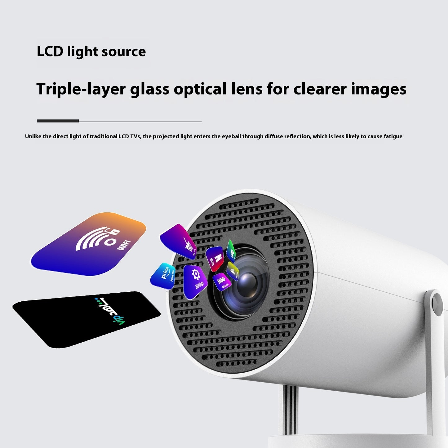 Portable Smart Home Projector with Wi-Fi & Bluetooth | 130" HD Mini Projector