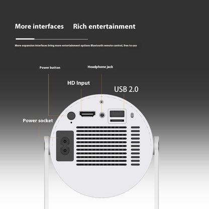 Portable Smart Home Projector with Wi-Fi & Bluetooth | 130" HD Mini Projector
