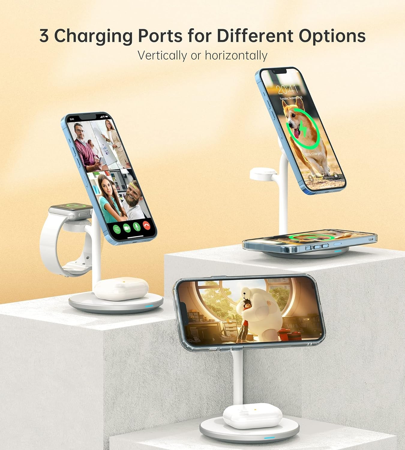 3-in-1 Magnetic Wireless Charging Station | Fast Charger for iPhone, Apple Watch & AirPods