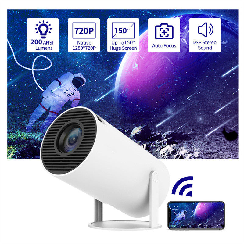 Portable Smart Home Projector with Wi-Fi & Bluetooth | 130" HD Mini Projector