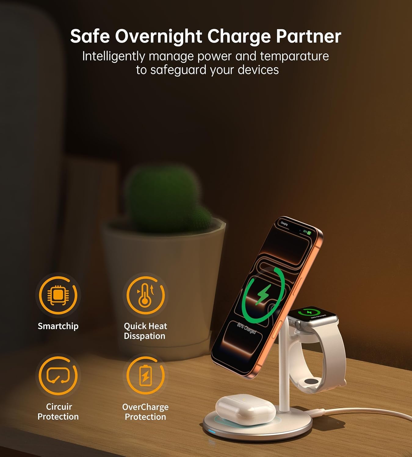 3-in-1 Magnetic Wireless Charging Station | Fast Charger for iPhone, Apple Watch & AirPods